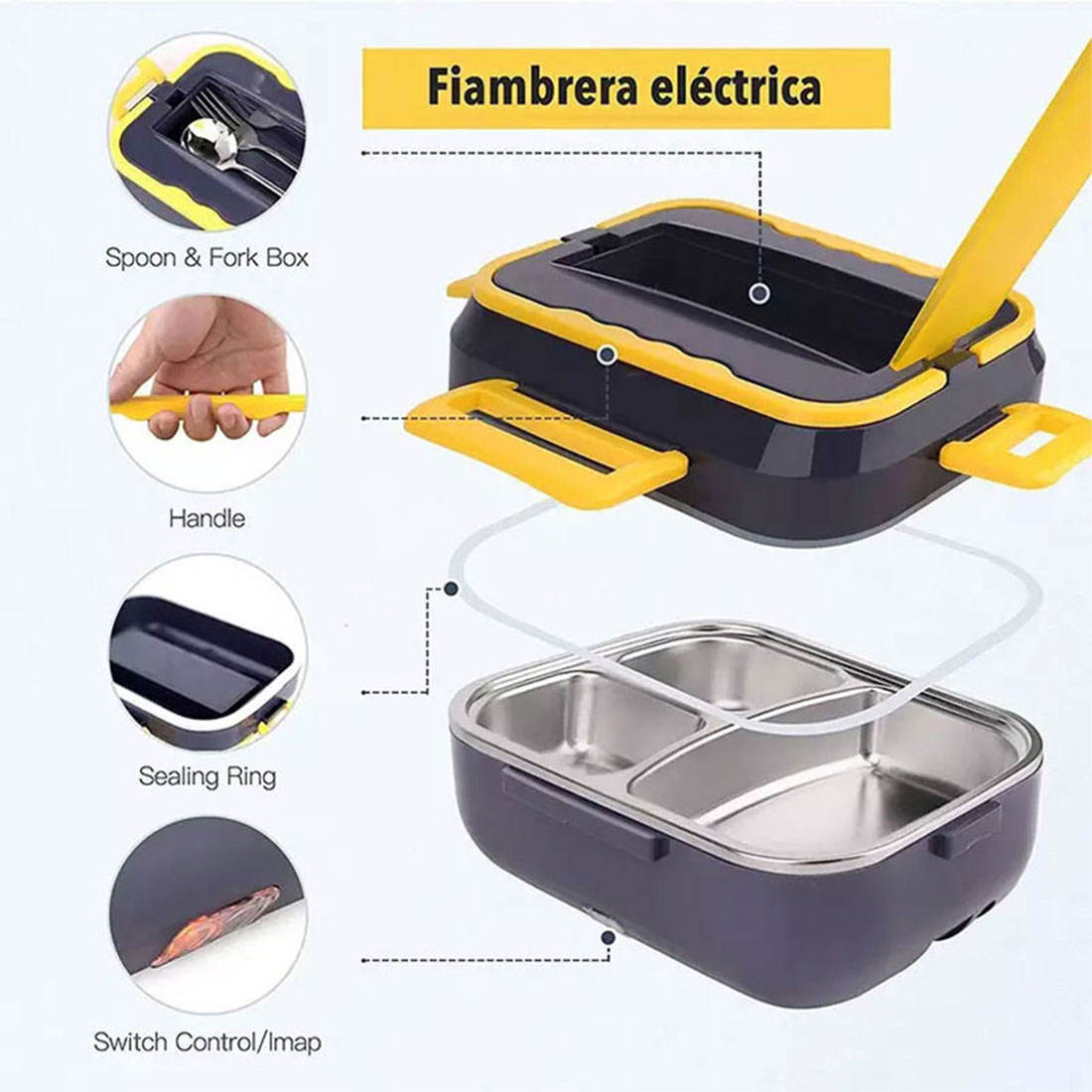 1.5L Portable Heated Lunch Box, Stainless Steal with Insulation