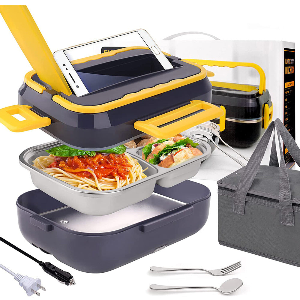1.5L Portable Heated Lunch Box, Stainless Steal with Insulation